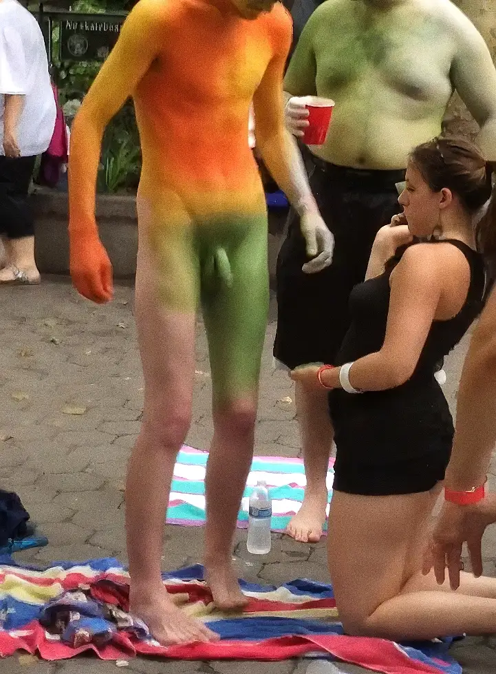 Body painting at the nude event