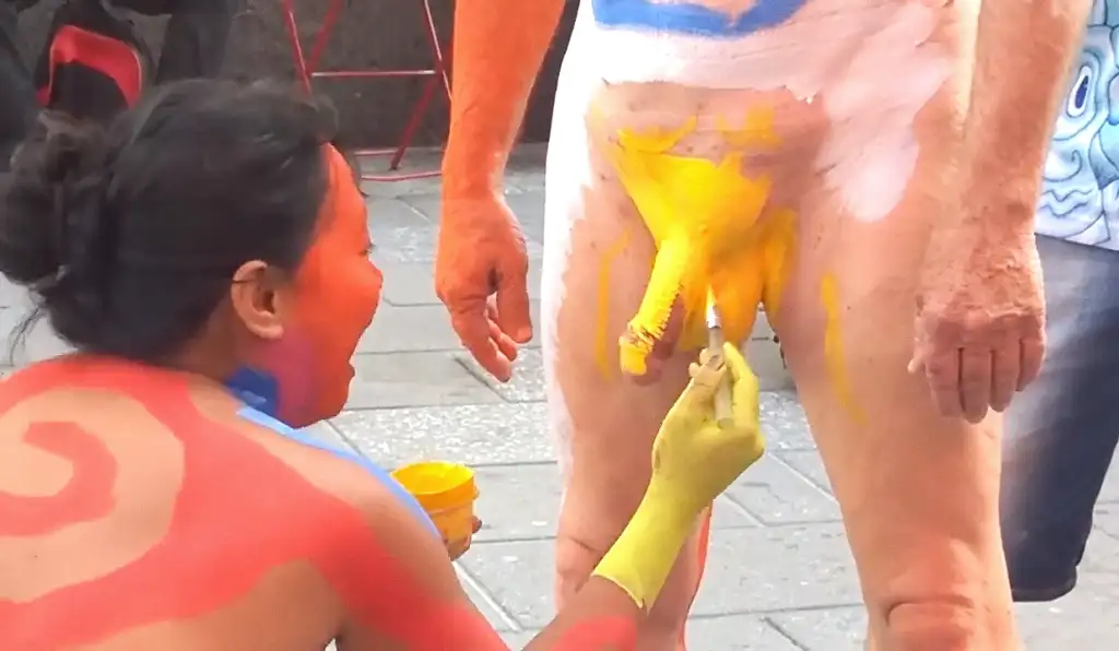 Body painting at the nudist event
