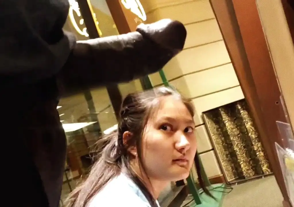 Part 1 | Wow! Hot young Japanese girl was angry looking at the books in the library and in the end she looked at the black dick