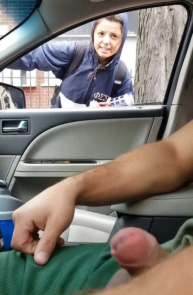 Asking directions to sexy cutie in the rain