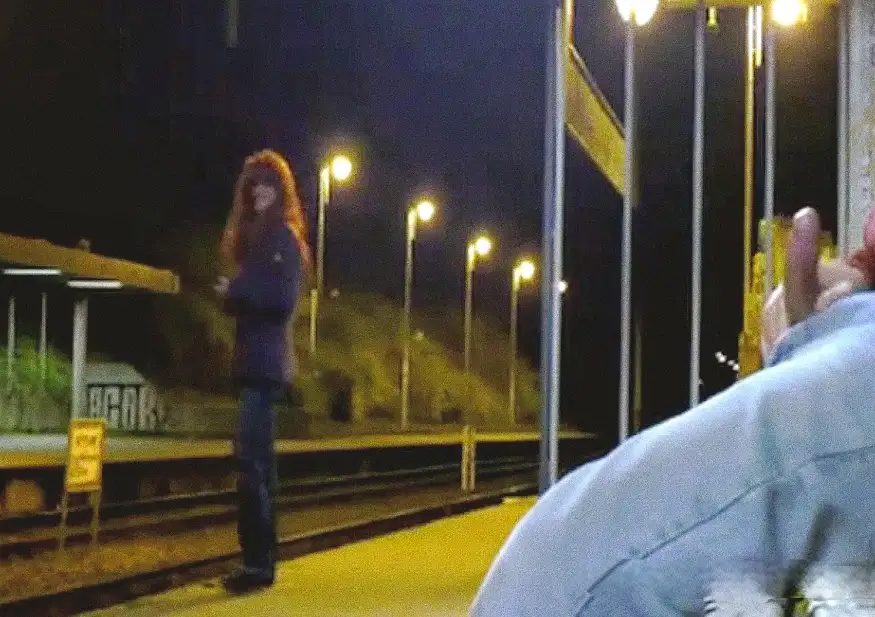 Classic! Mature slut saw the dick at the bus stop and wanted to touch it