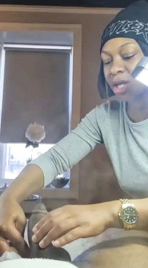 Waxing and pleasant conversation with sexy ebony