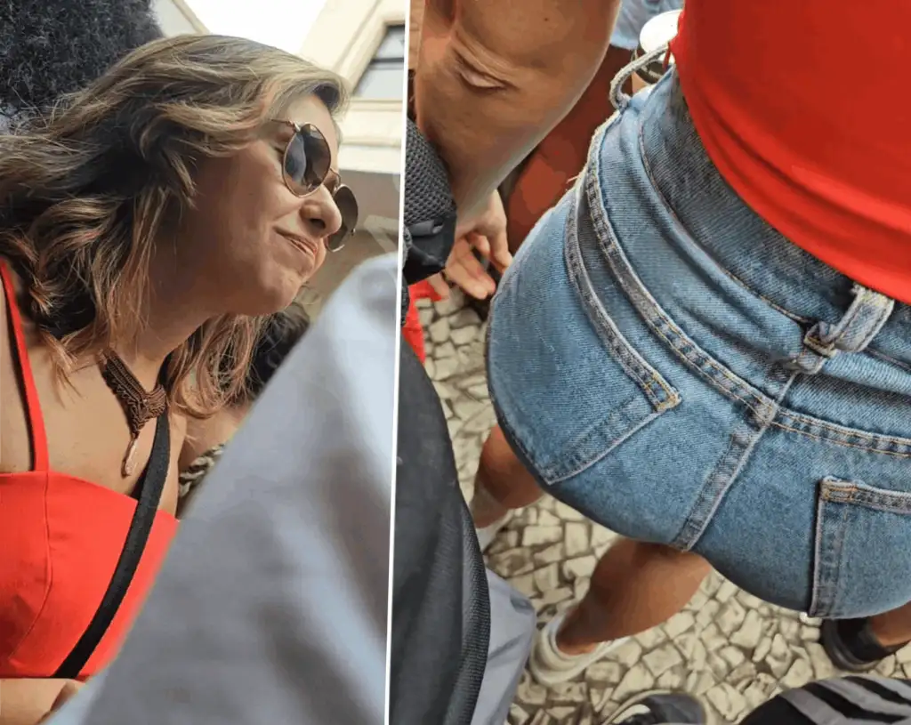 Nice groping on hot Brazilian blonde, she liked it