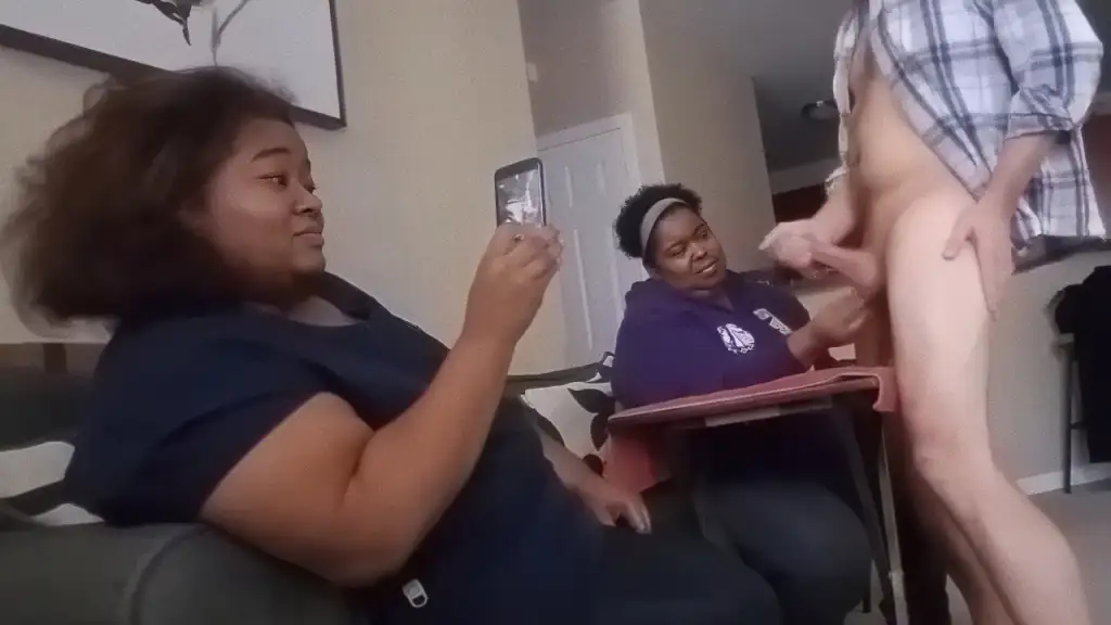 Part 2 | Mature black hotel maid again filming the handjob and called her coworker too