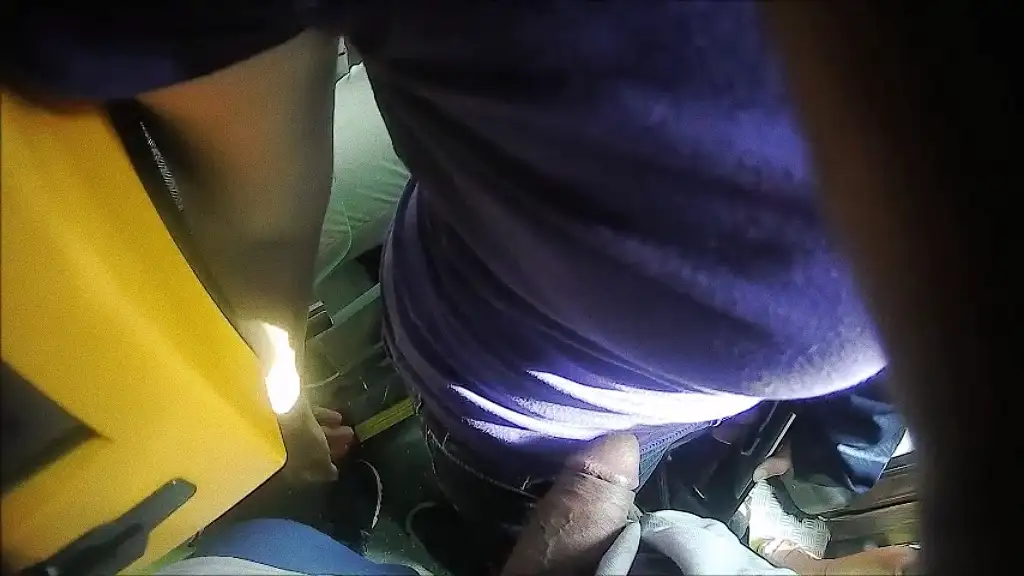 Huge dick touching the belly of the hot cutie on the bus