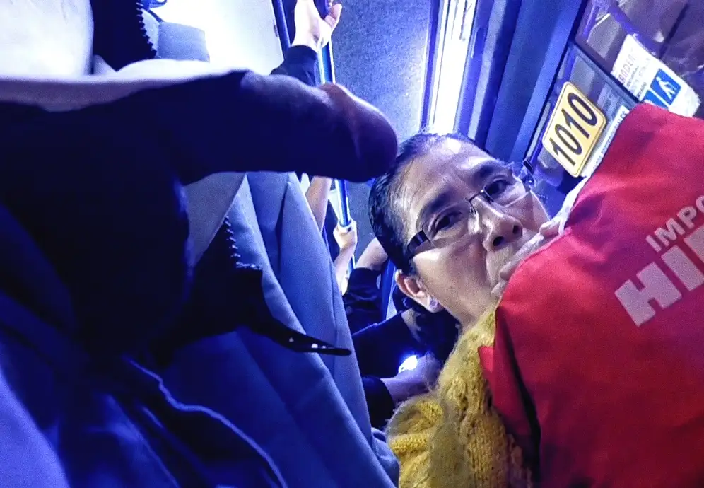 Mature Latina looking at a dick on the bus