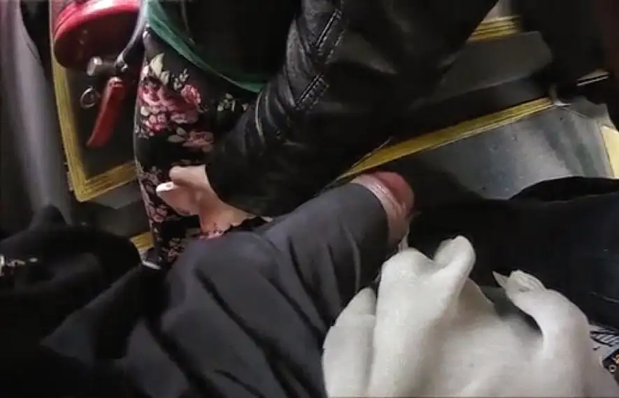 Huge dick touching the arm of the sexy skinny on the bus