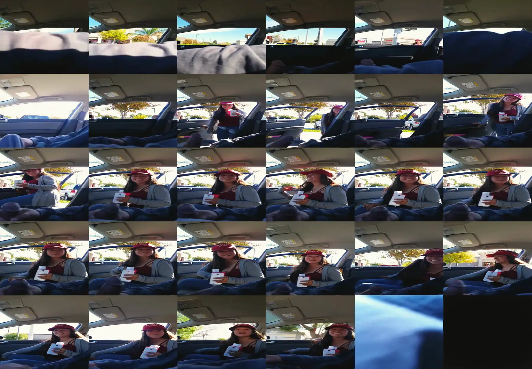 "Your dick is out..." cute Latina asked but hitchhiker but she saw the cock out