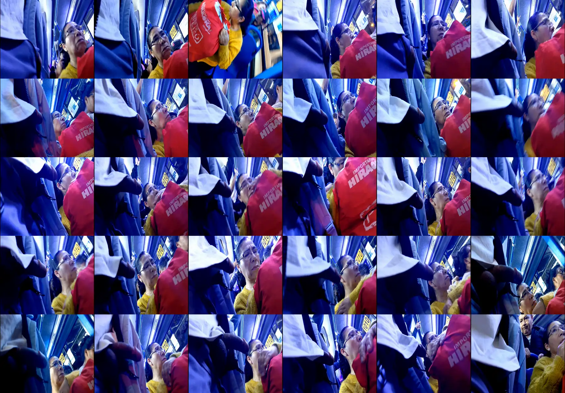 Mature Latina looking at a dick on the bus