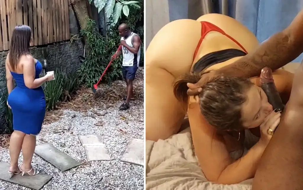 Big black dick was doing the service and then fucking MILF huge ass