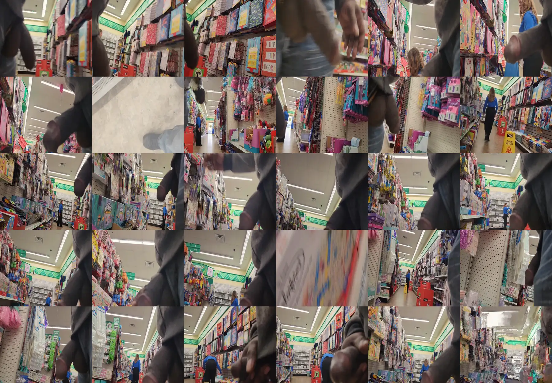 The chubby sexy looked at the black dick in the store