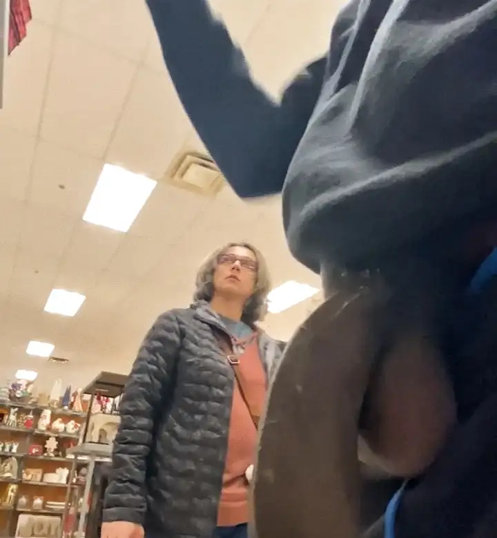 Mature looking at the products and something else too...