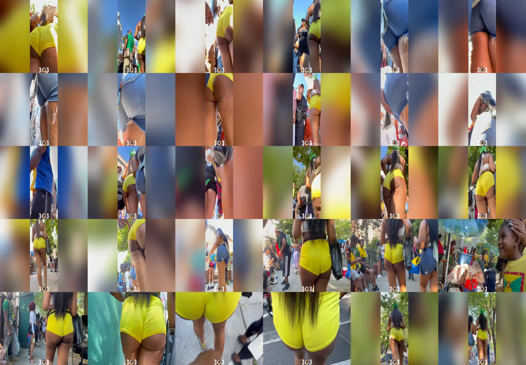 Dick touching the ass of a hot ebony at Carnival