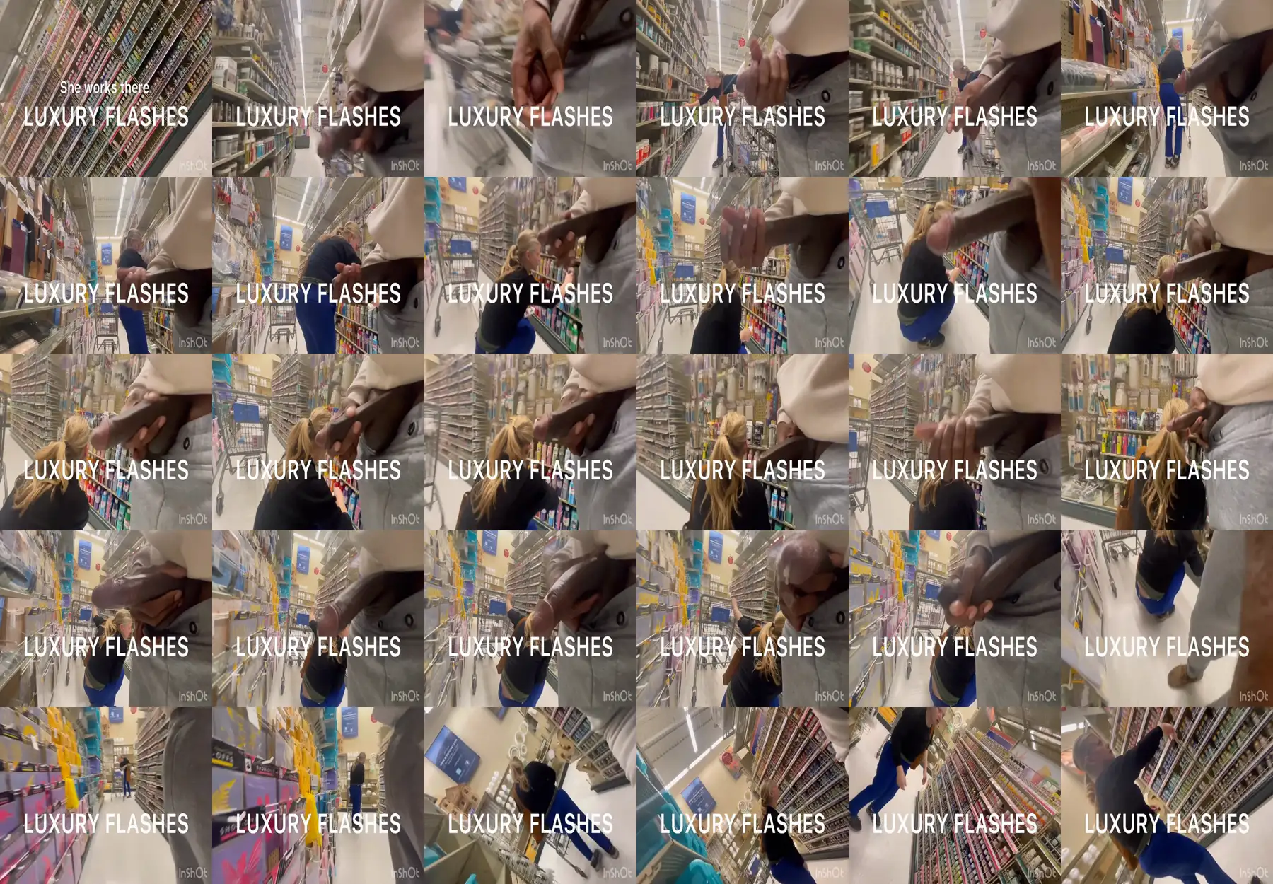 Damn! Slutty blonde in the store and cum in hair