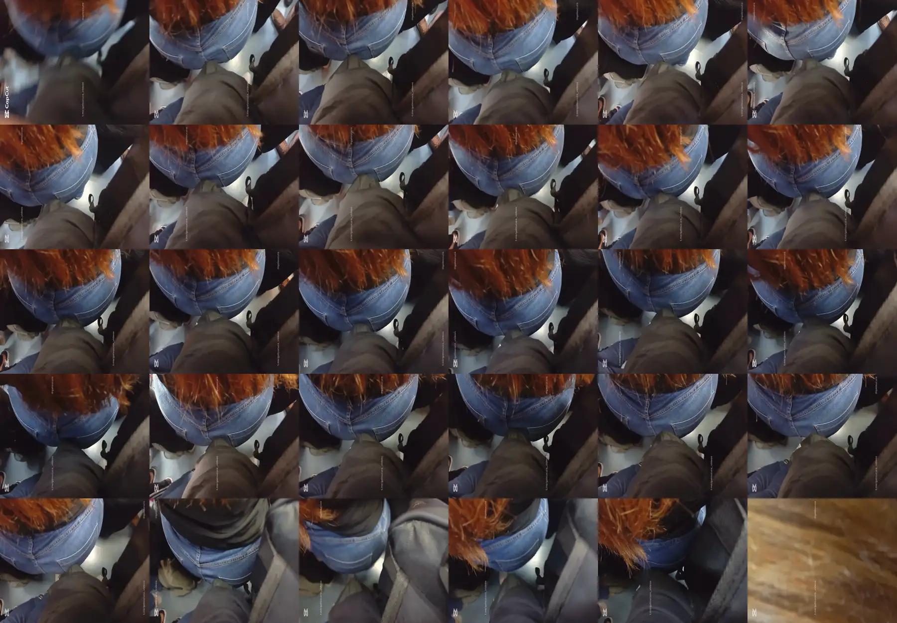 Hard cock touching hot Brazilian redhead on the train