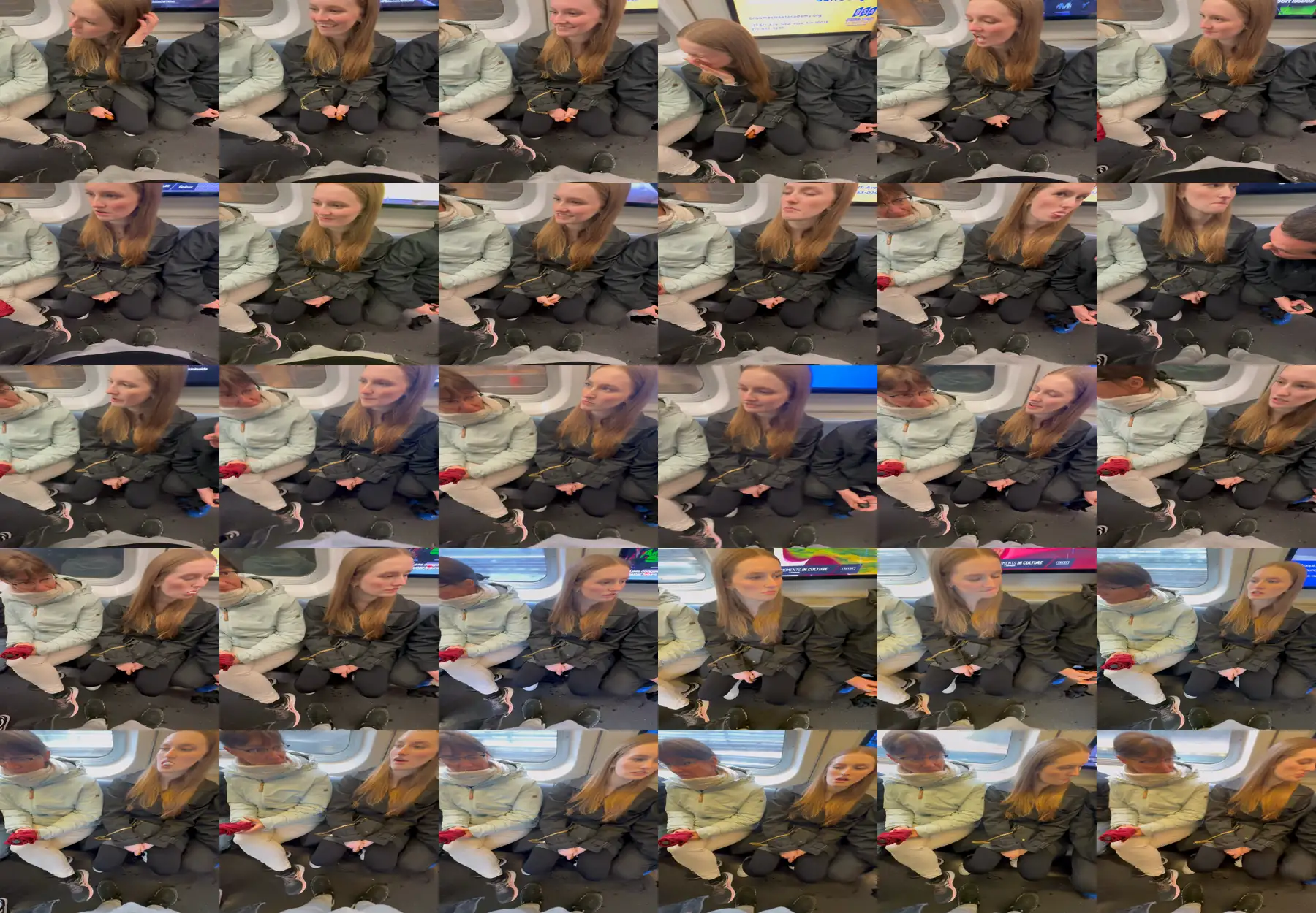 Hot blonde looking at a bulge on the train, she liked it