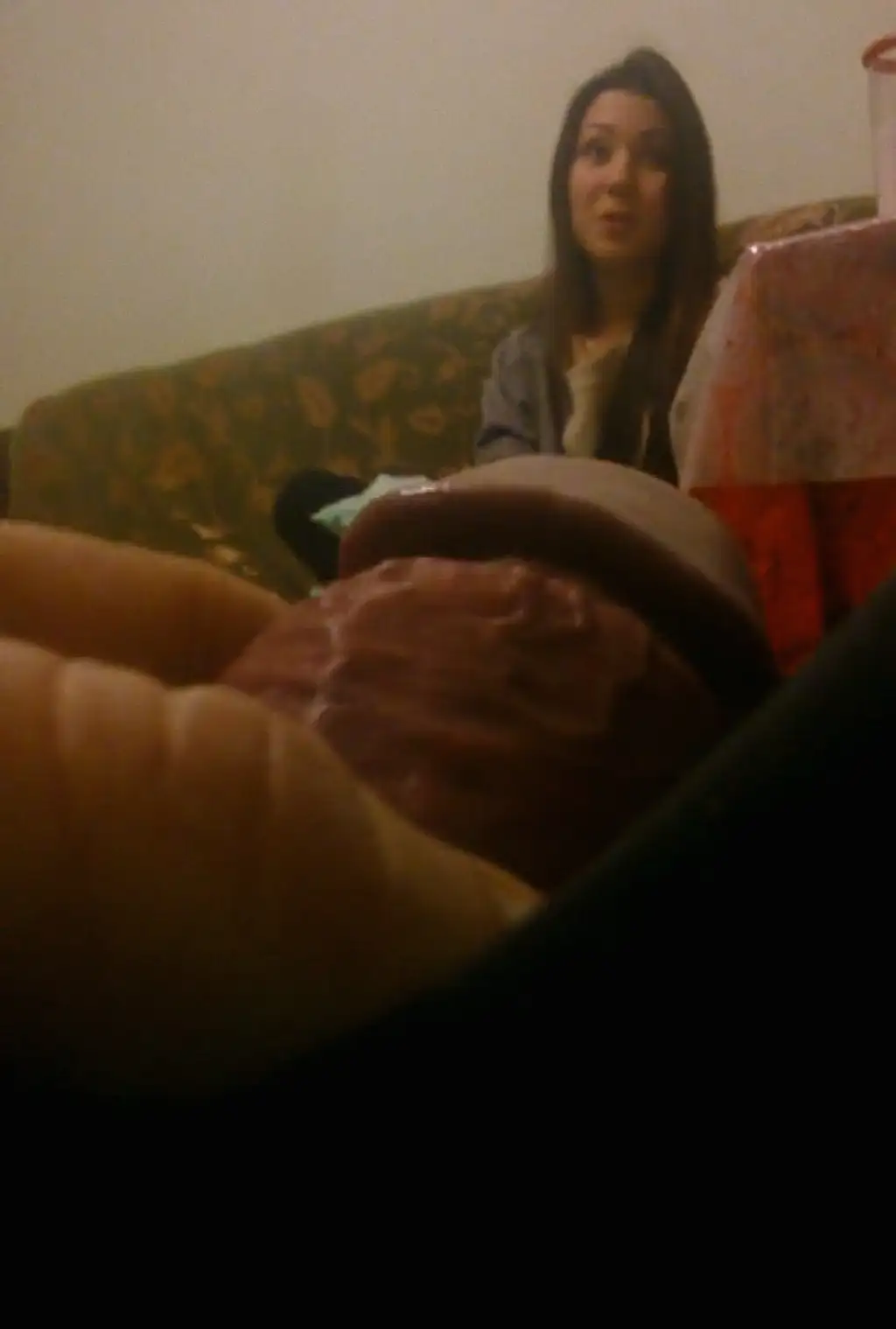 Dick in front of beautiful friend