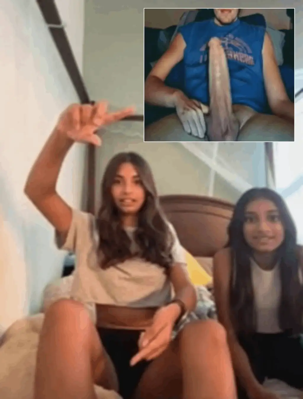 Hot teens impressed by cock size on Omegle