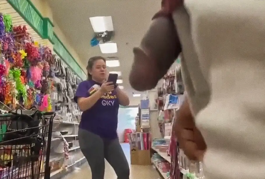 Mature Latina talking on the phone with her cuckolded husband and near a black dick in the store
