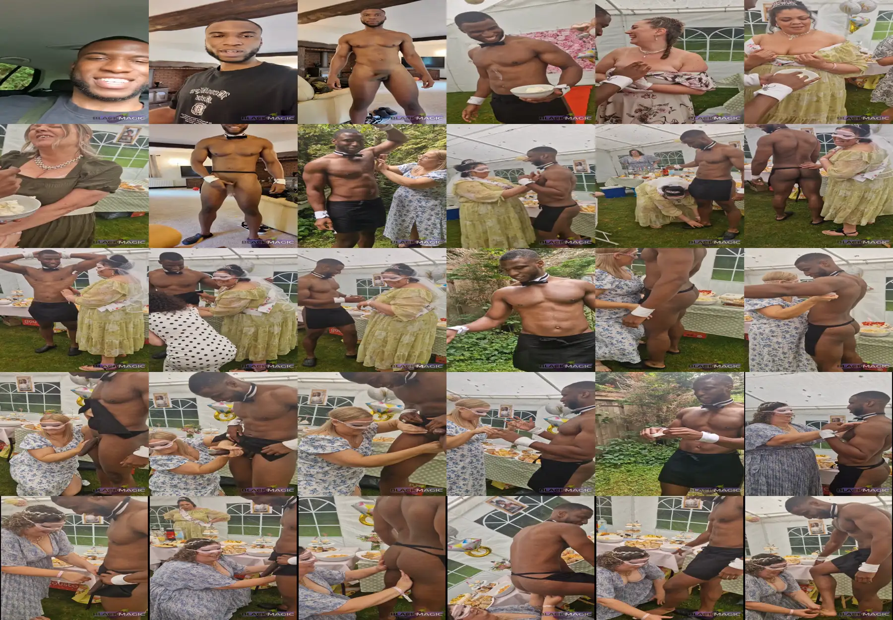 Friends having a party, having fun with the black cock