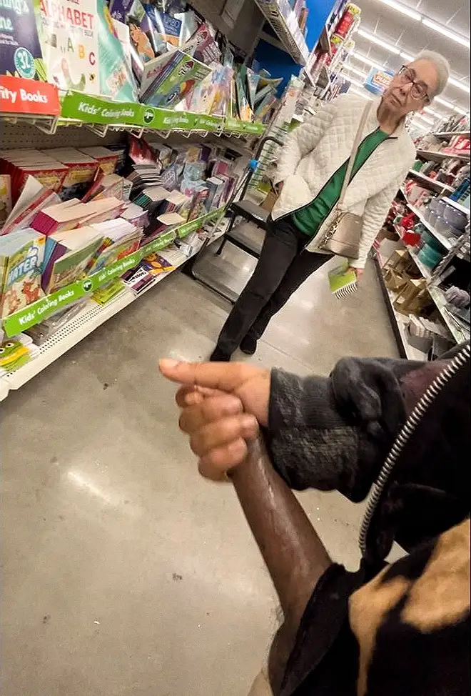 Wow! Nice conversation with the lady at the store, she didn't mind the black dick in front of her