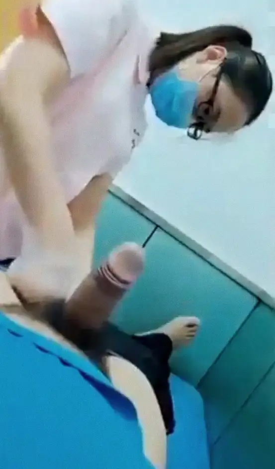 Japanese doctor examining an hard dick