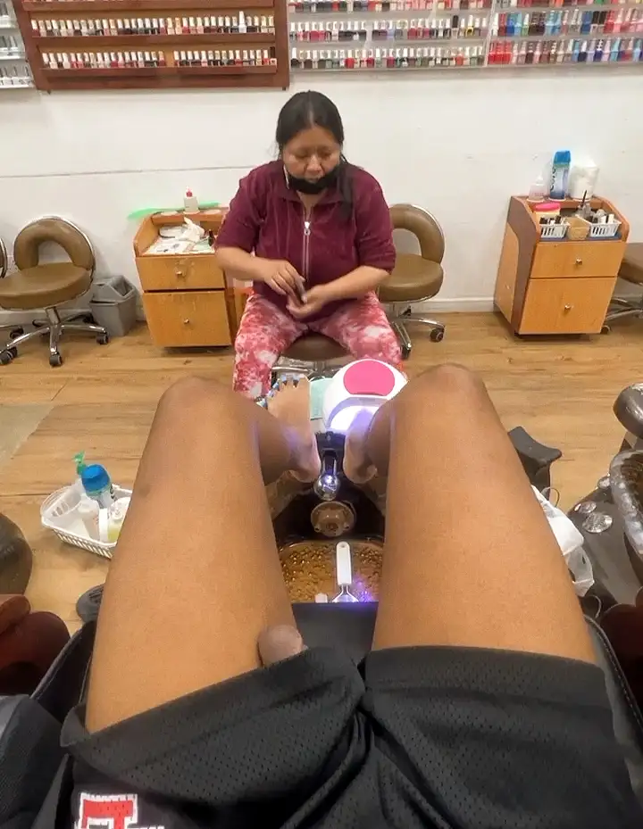 Black cock in front of mature Latina pedicure
