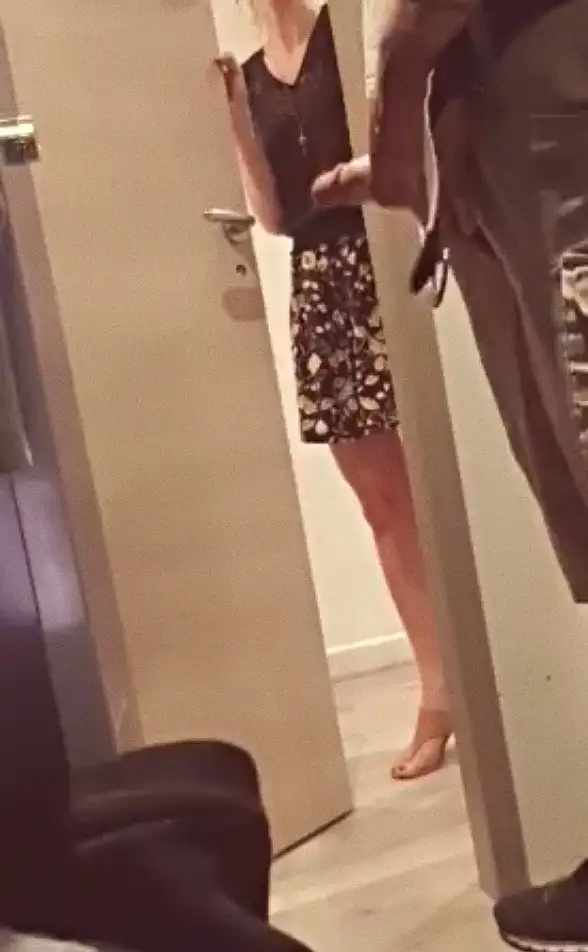 Sexy neighbor catching her neighbor with his dick out