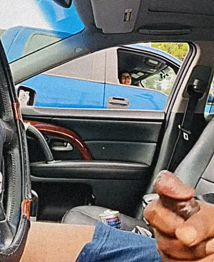 Hell no! Mature Latina spying on a black dick masturbating in a parking lot