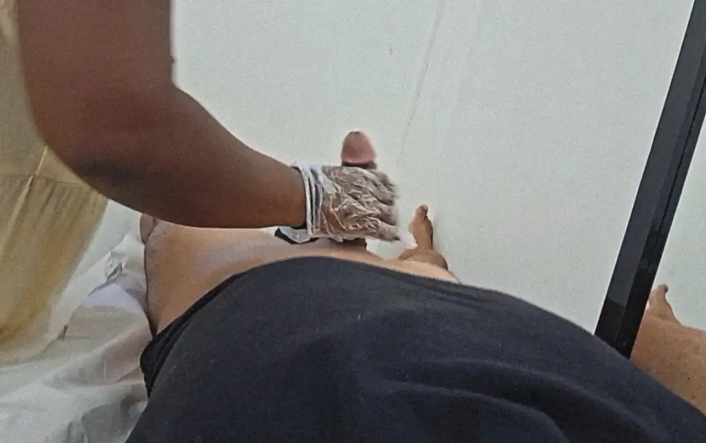 Brazilian waxing with the Latina brunette