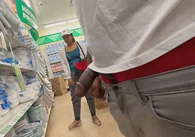 Big dick near the brunette, she saw it and liked it