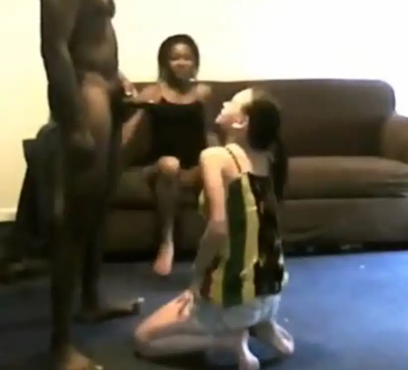 Two friends sucking black cock