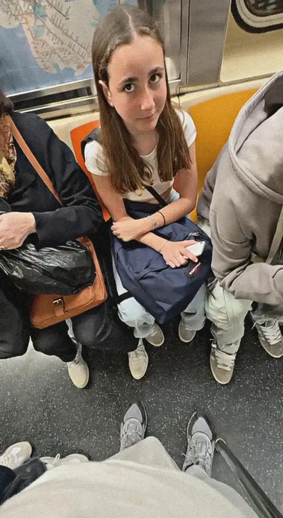 Hot teen looking at bulge, smiling and enjoying it