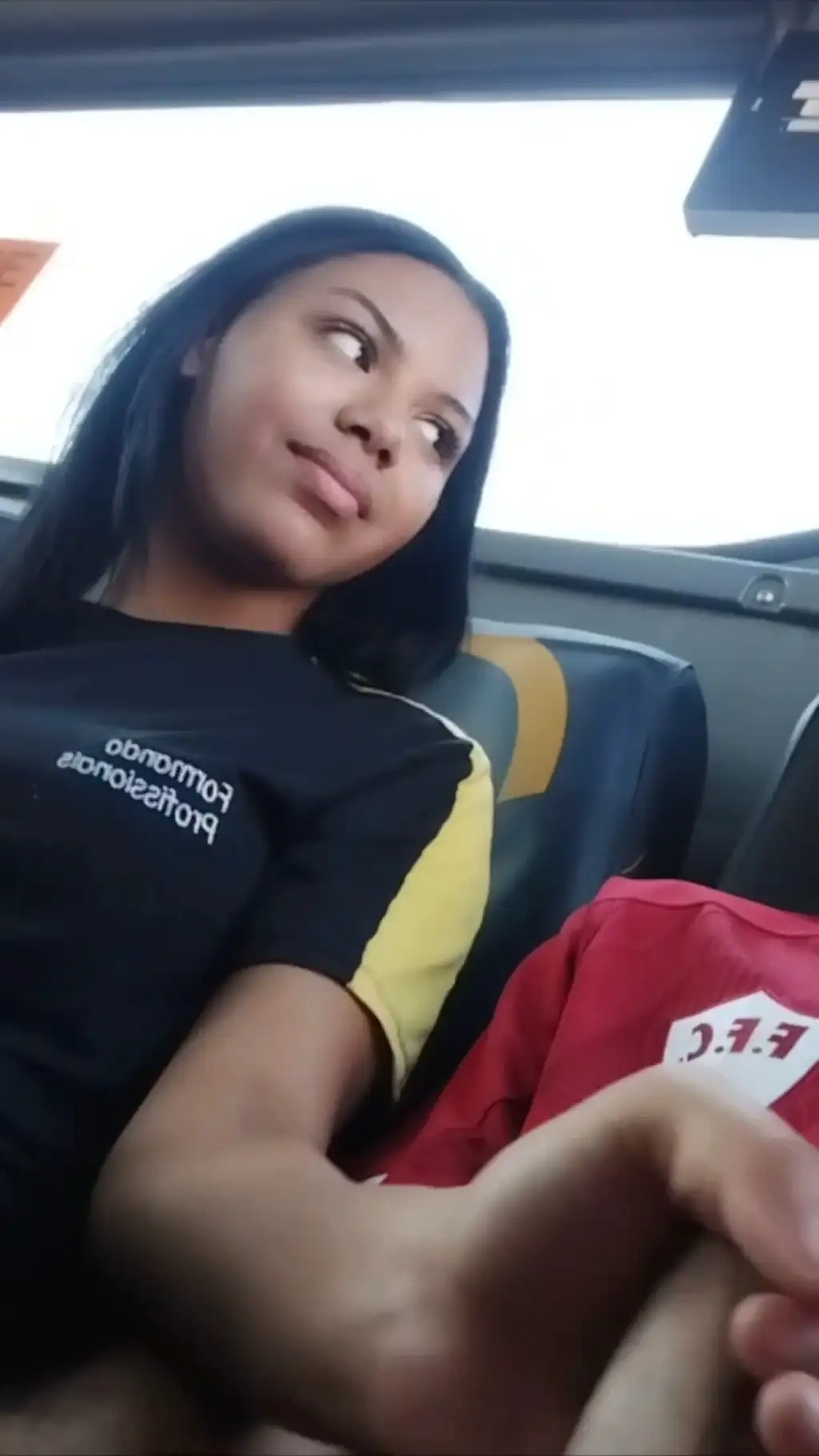 Brazilian teen student couldn't resist and sucked his dick on the bus 