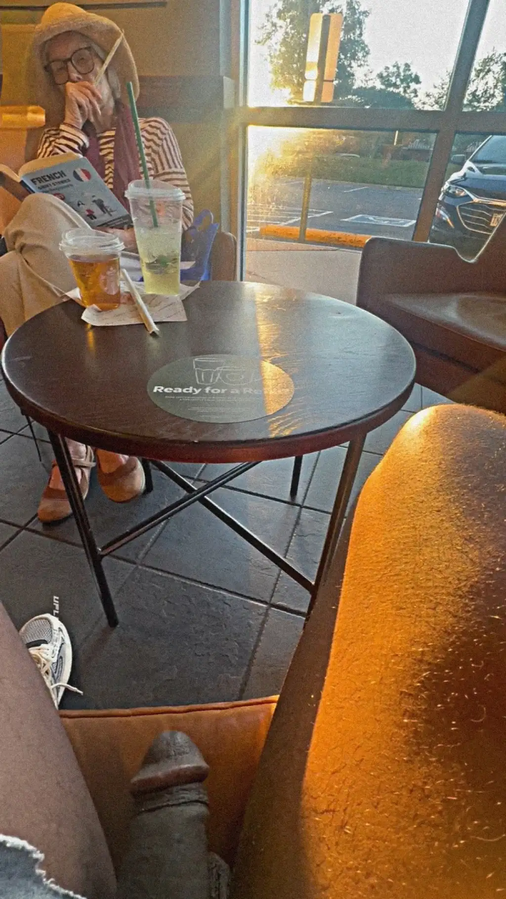 Mature reading the book and looking at the black dick