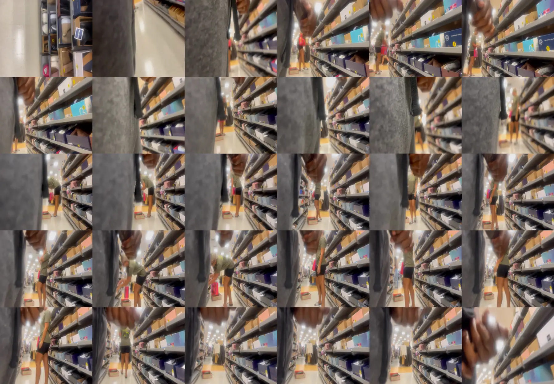 Hot blonde near black cock looking at shoes in store