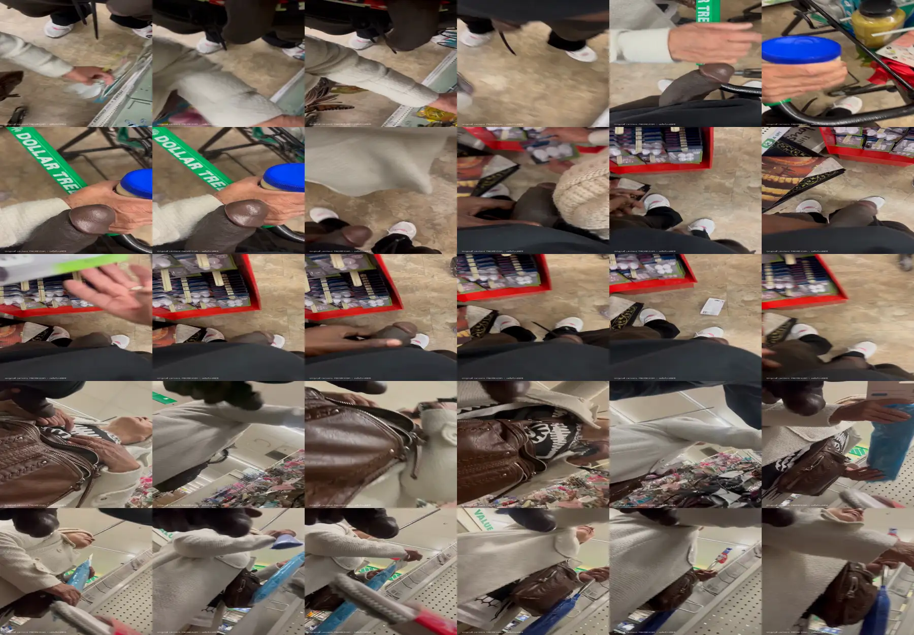 Black stick leaning on the lady's hand while she talks, she didn't mind