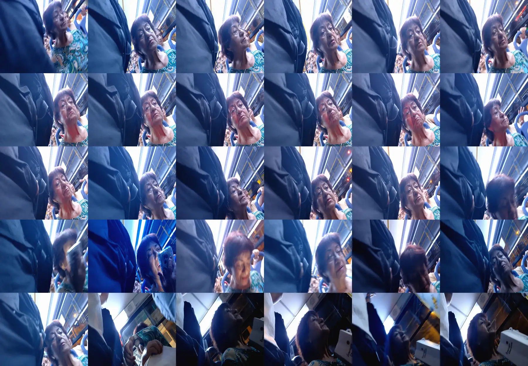 Lady redhead looking at the dick outside on the bus, she liked it