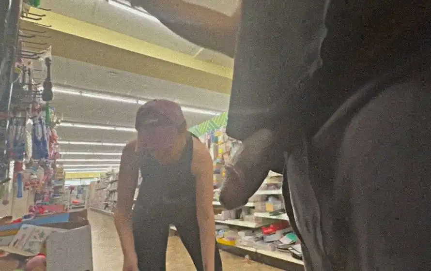 Sexy blonde getting close to big black cock outside