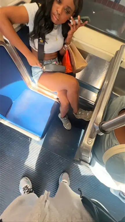 Hot teen talking on the phone and looking at bulge, she liked it