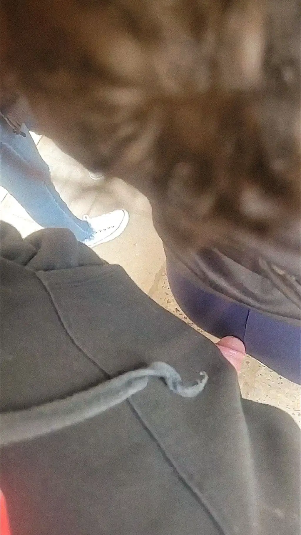 Dick touching ass sexy MILF at the bus stop