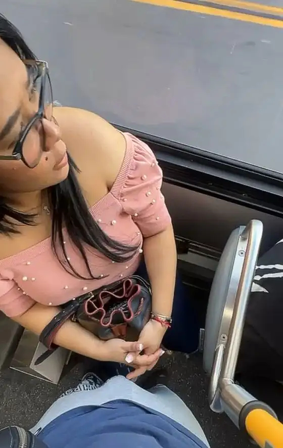 Dick touching hand hot Latina on the bus