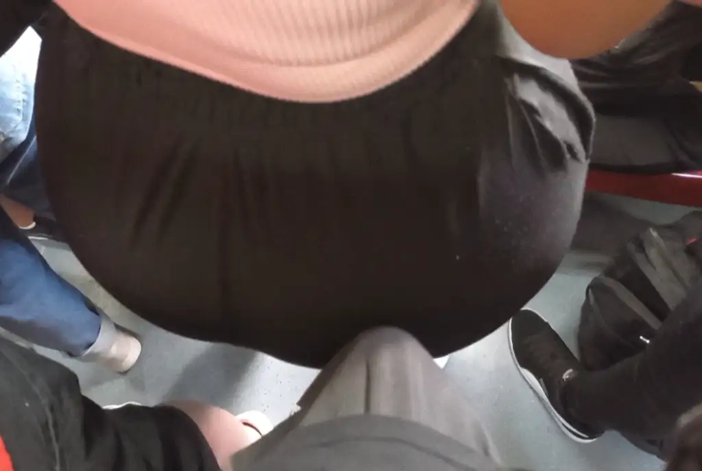 Dick touching the huge ass of the hot Brazilian girl on the train