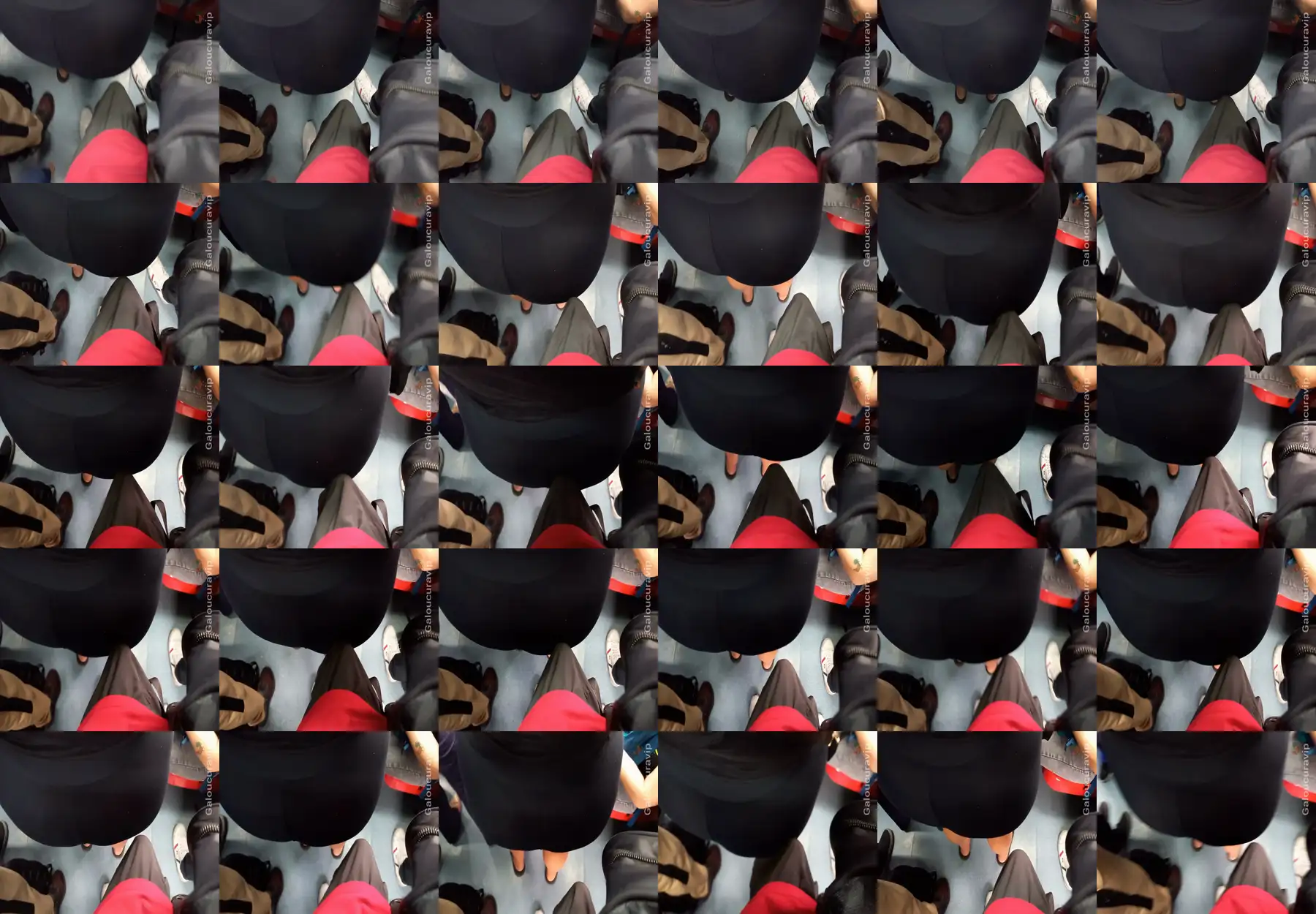 Brazilian brunette with a big butt wearing leggings on the train