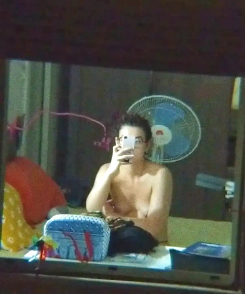 Naughty naked neighbor noticed that her neighbor was filming her, so she decided to film him too