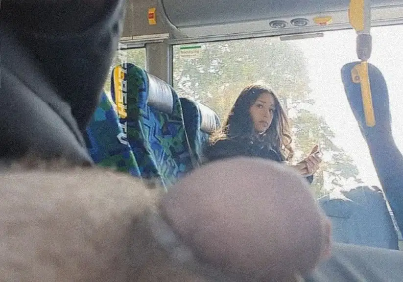 Hot young looked at the small dick on the train