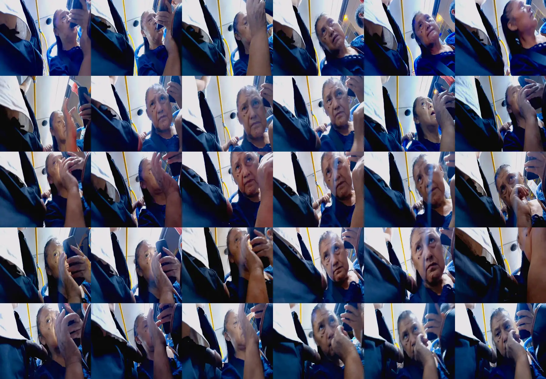 Mature Latina talking on the phone with her cuckold husband looked at the dick on the bus