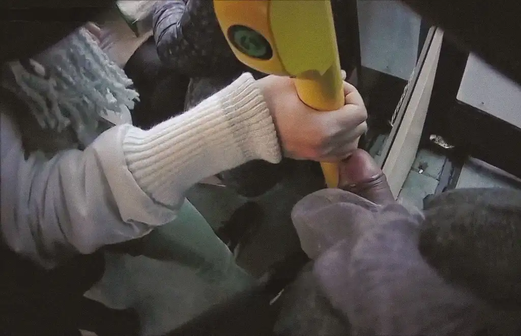 Huge cock touching hot girl's hand on the bus