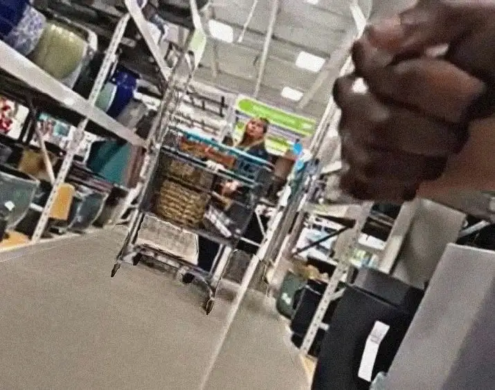 Chatting pleasantly with the hot blonde MILF in the store, she saw the black cock