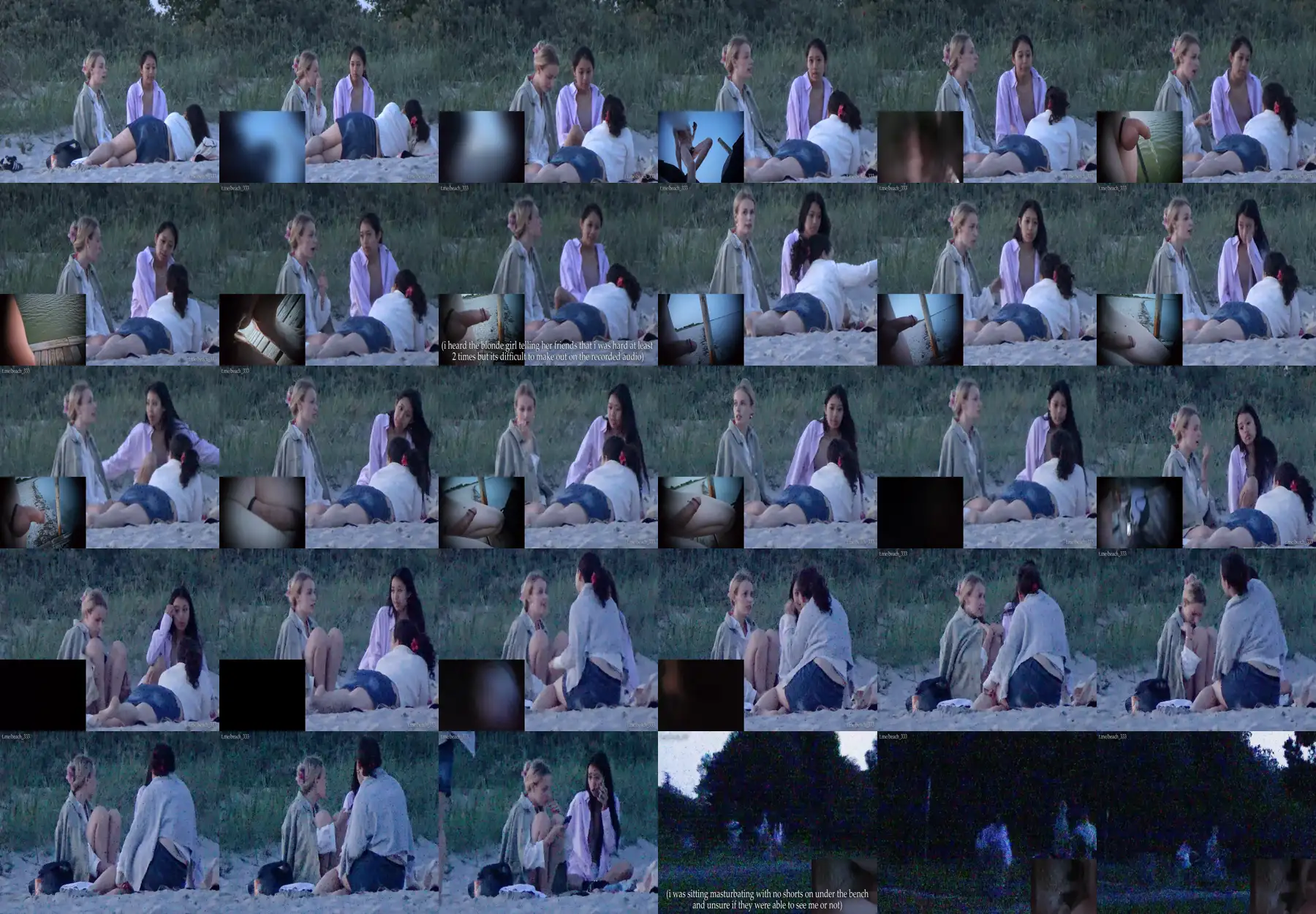 Friends chatting and checking dick out on the beach, they liked it